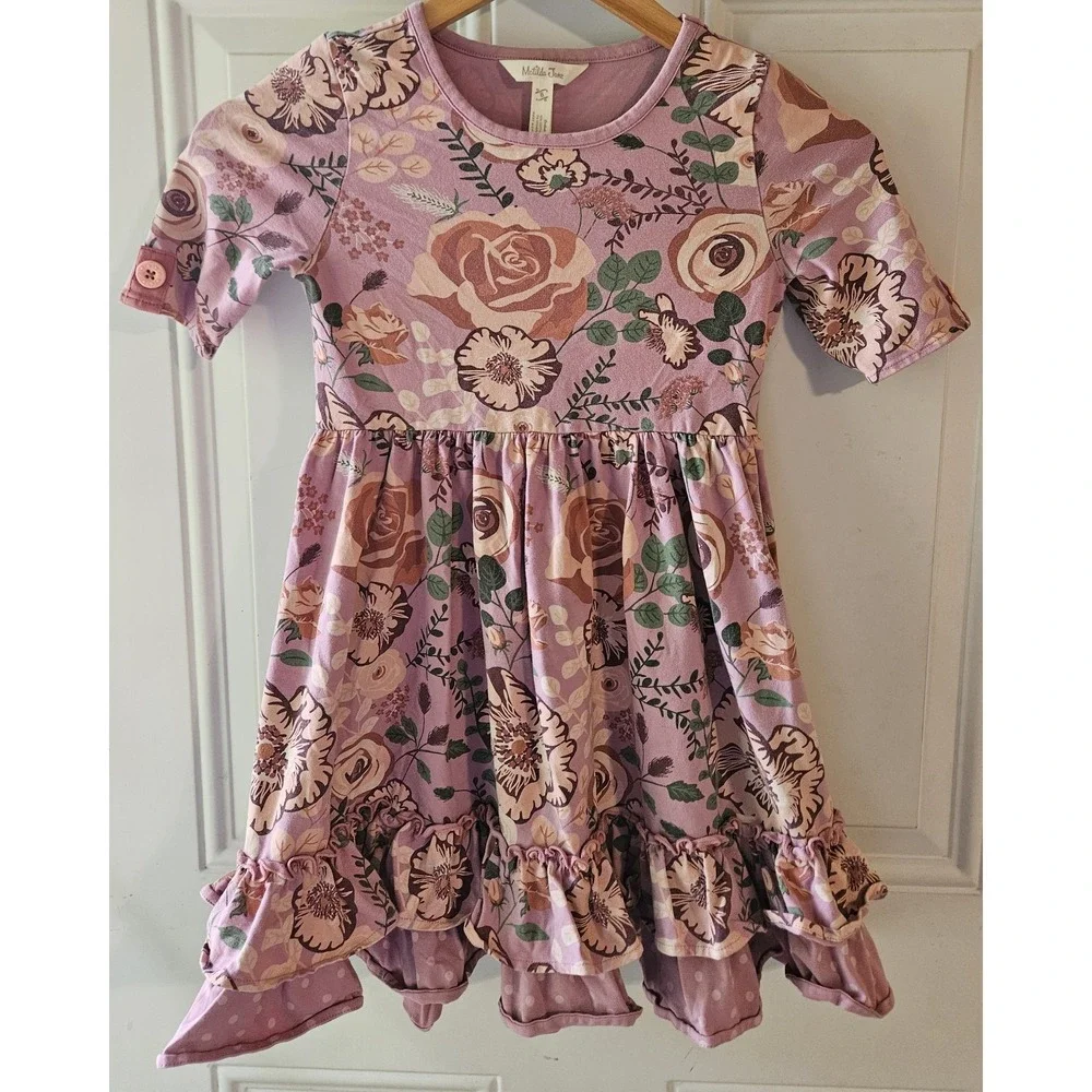 Matilda Jane Girls Size 8 Floral Ruffle Hem Dress‎ Pink Cottagecore